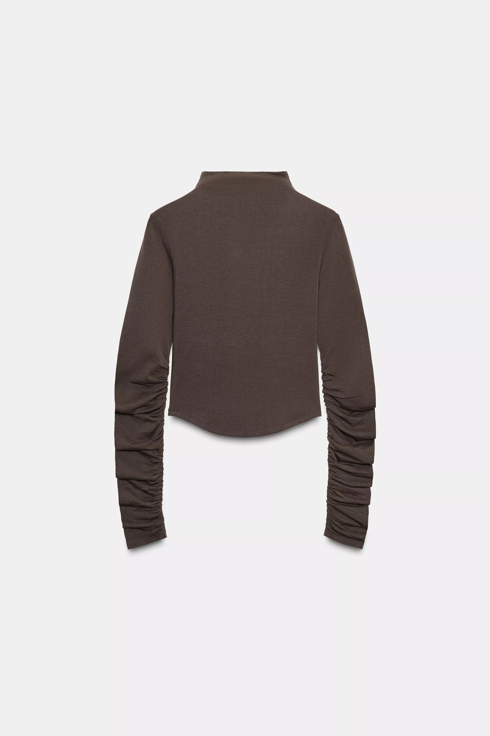 COTTON MODAL RUCHED T-SHIRT | Zara Canada