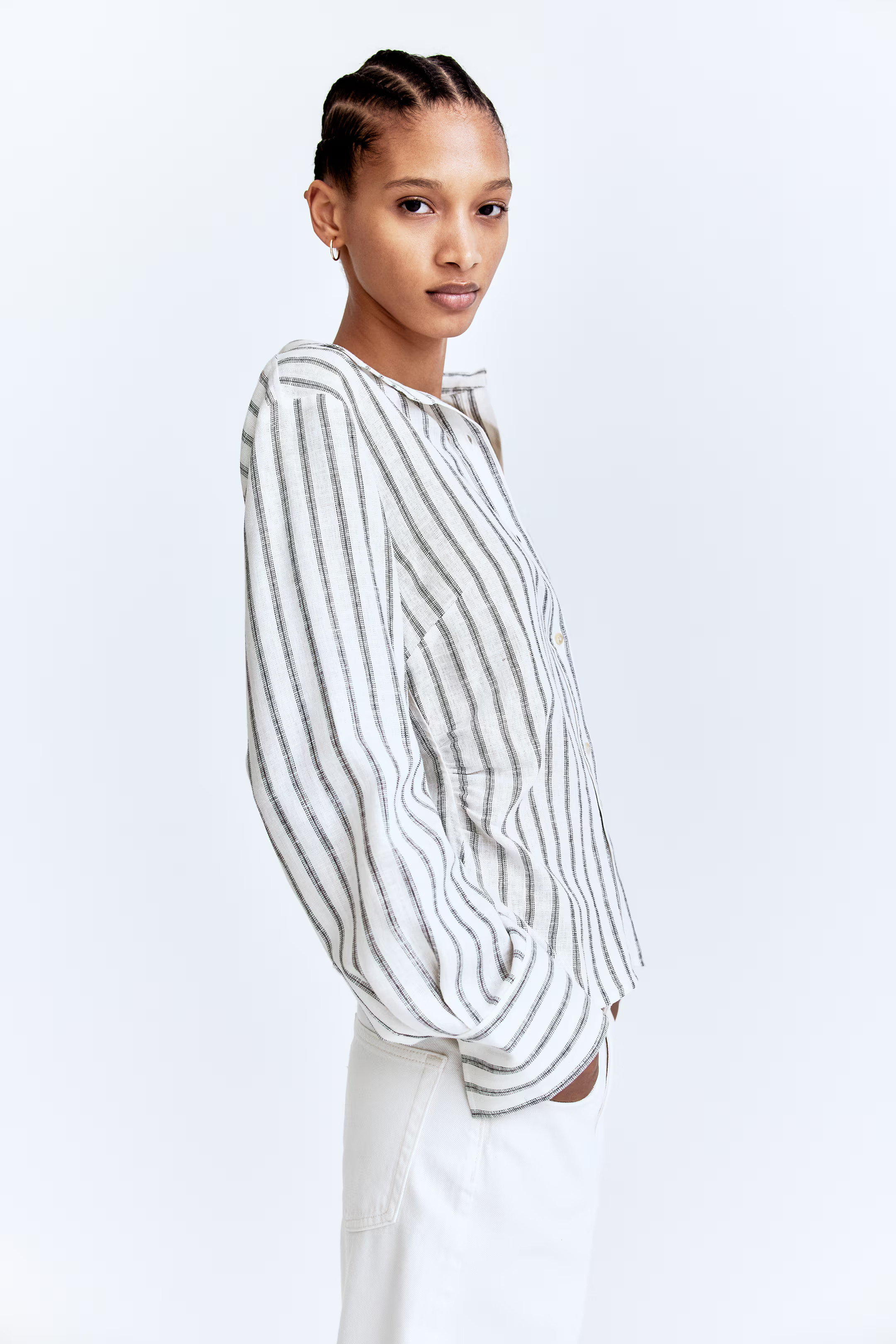 Gathered linen-blend shirt | H&M (US + CA)