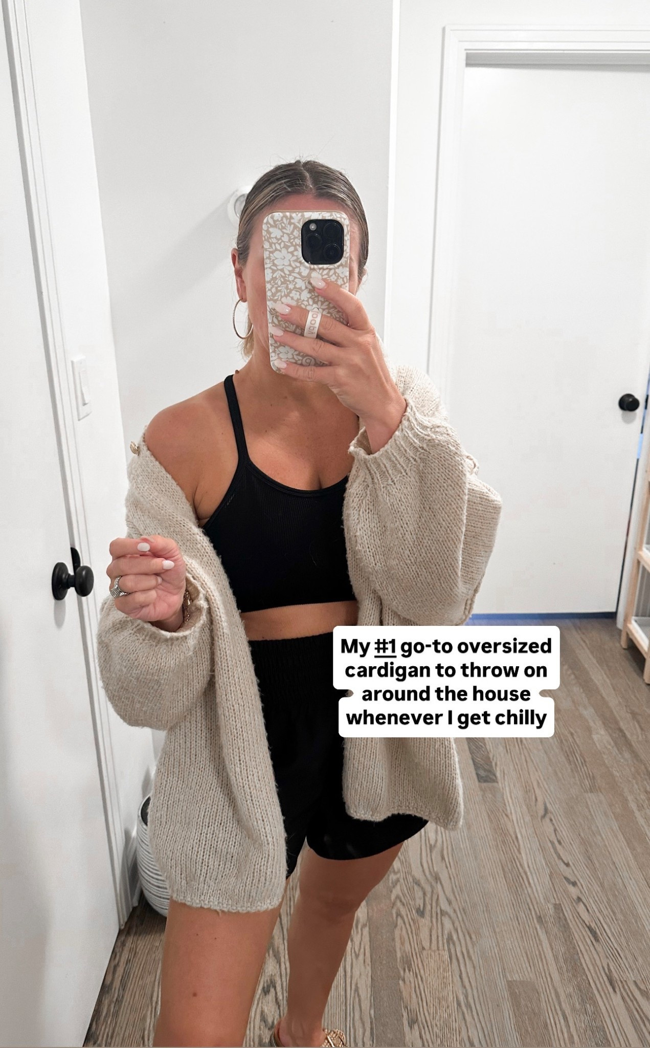 Oversized cardigan and racerback tanks