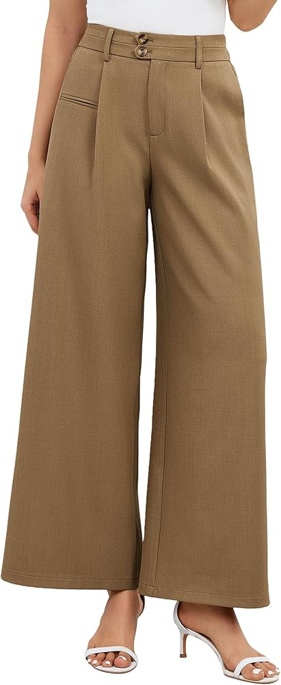 Eddoyee Wide Leg Dress Pants Women, High Waisted Business Palazzo Pants Office Work Casual Trouse... | Amazon (US)