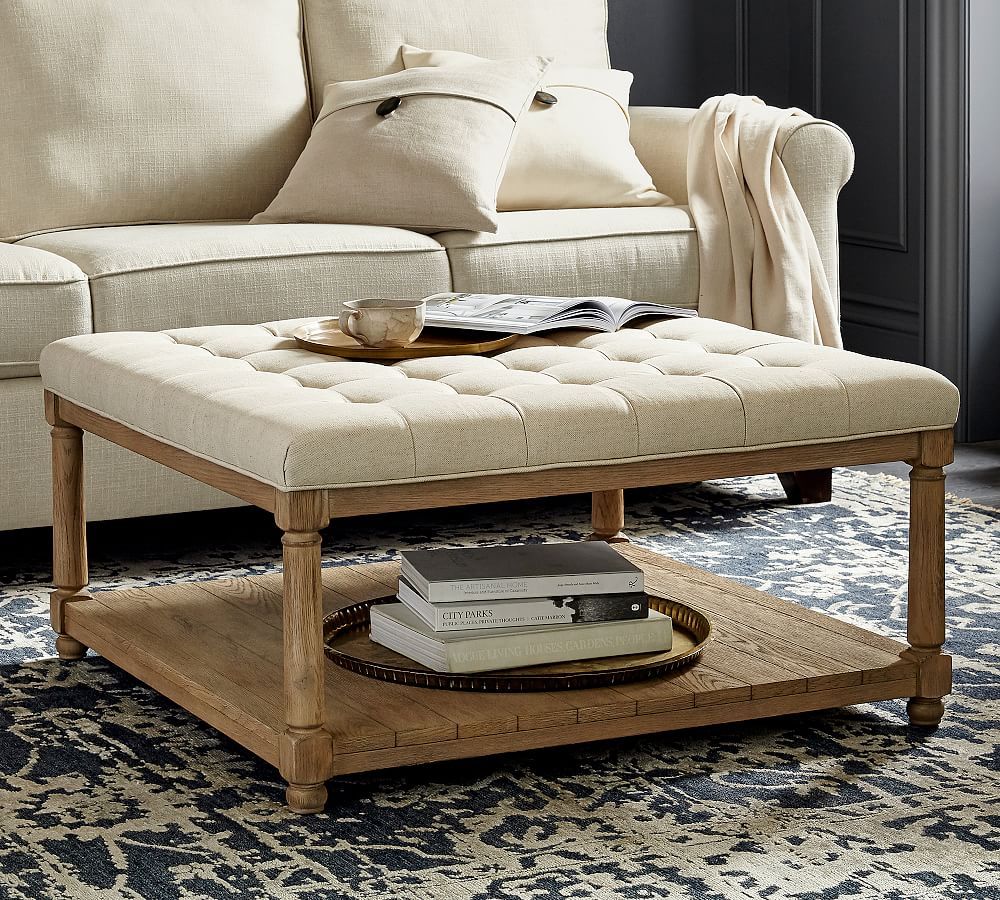 Berlin Square Upholstered Ottoman | Pottery Barn (US)