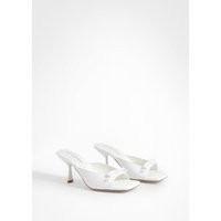 Womens Bow Detail Heeled Mules - White - 6 | boohoo (US & Canada)