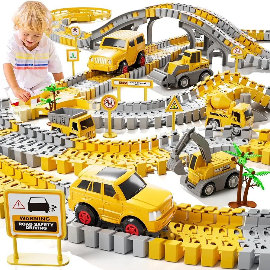 iHaHa Toddler Boy Toys for 3 4 5 6 Year Old, Total 236 PCS Construction Toys Race Tracks for Bo... | Amazon (US)