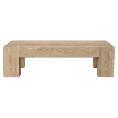 Oliver Rustic Lodge Whitewash Oak Rectangular Coffee Table - 55 | Kathy Kuo Home