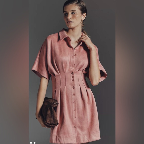 ANTHROPOLOGIE The Tobie Faux-Suede Mini Shirt Dress by Exquise | Poshmark