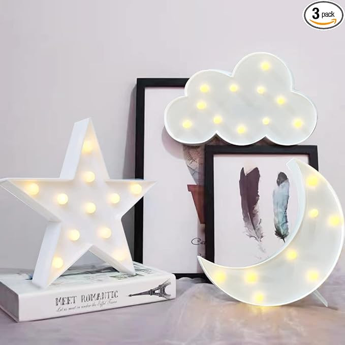 3Pcs Decorative LED Crescent Moon Star Cloud Night Light Can Be Hung On The Wall Children’S Roo... | Amazon (US)