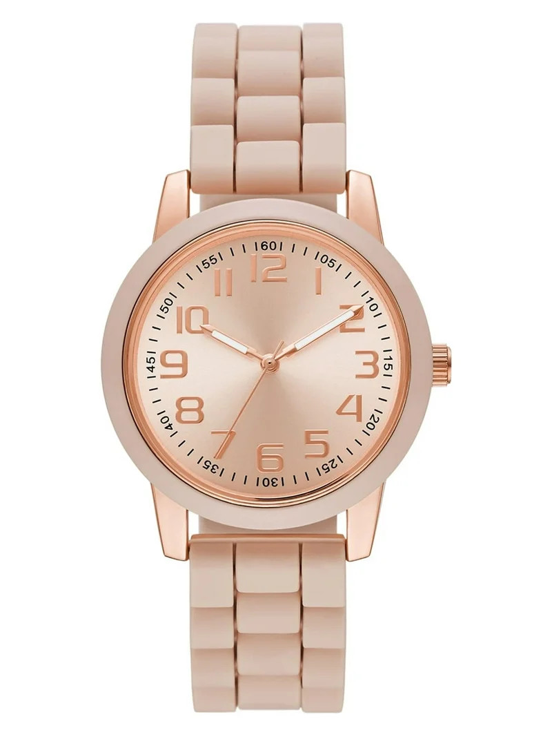 Time & Tru Women's Wristwatch: Rose Gold Case, Blush Bezel, Easy Read Dial, Silicone Strap (FMDOT... | Walmart (US)