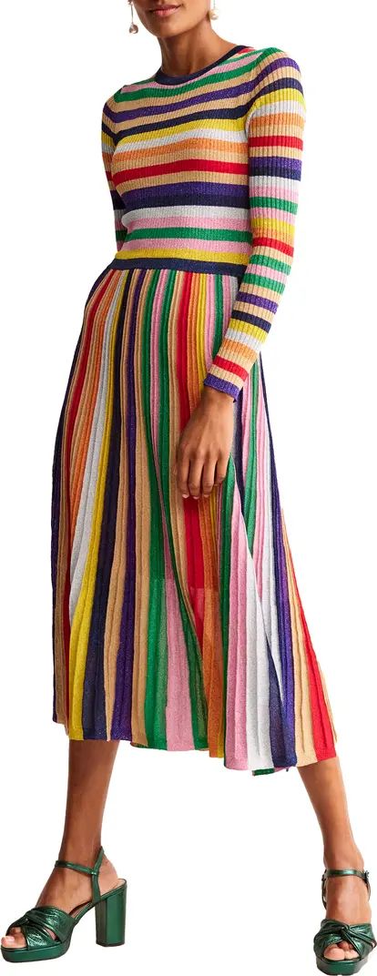 Metallic Stripe Long Sleeve Ribbed Sweater Dress | Nordstrom