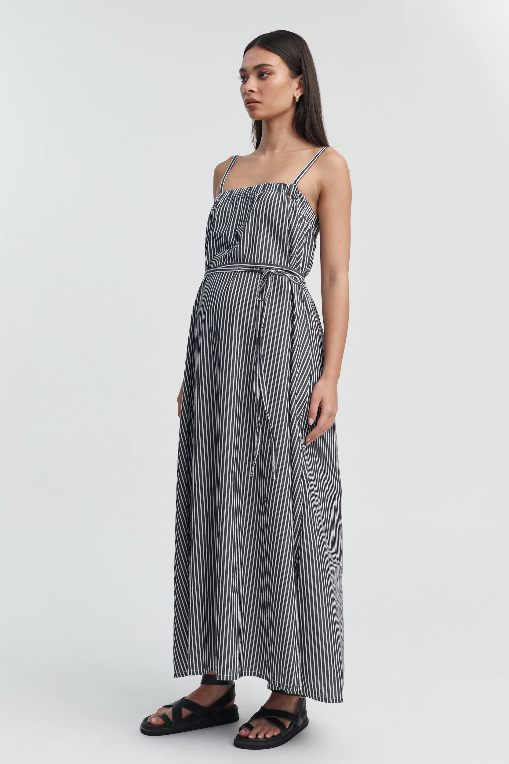 Strapless Relaxed Dress (Black/Ivory Stripe) - FINAL SALE | Legoe Heritage Maternity APAC