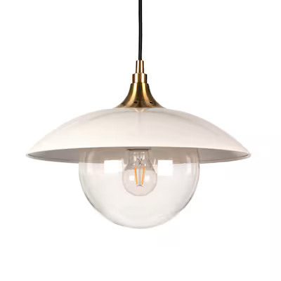 Hailey Home  Alvia Pearled White/Brass Industrial Dome Pendant Light | Lowe's