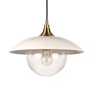 Hailey Home  Alvia Pearled White/Brass Industrial Dome Pendant Light | Lowe's