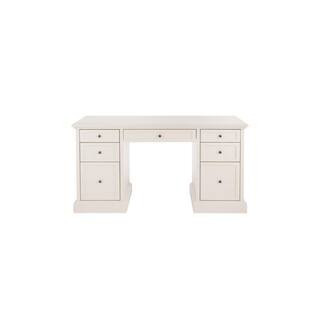 Home Decorators Collection Royce 61 in. Rectangular Polar Off-White Executive Desk SK19051Ar2-PW ... | The Home Depot
