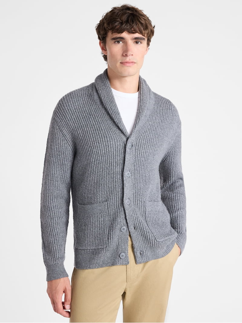 Free Assembly Men's Shawl Collar Cardigan Sweater, Sizes XS-3XL | Walmart (US)