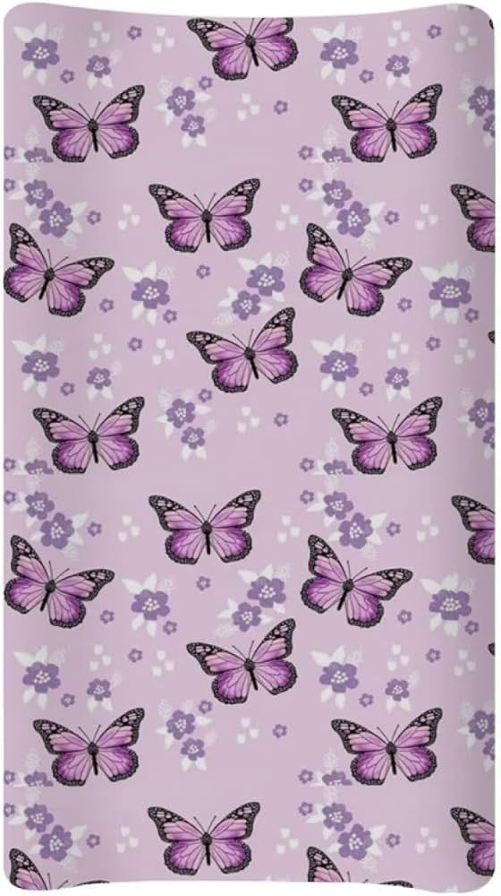 Butterfly Flower Changing Pad Cover for Baby Girls Boy Mushroom Diaper Change Table Covers Soft S... | Amazon (US)