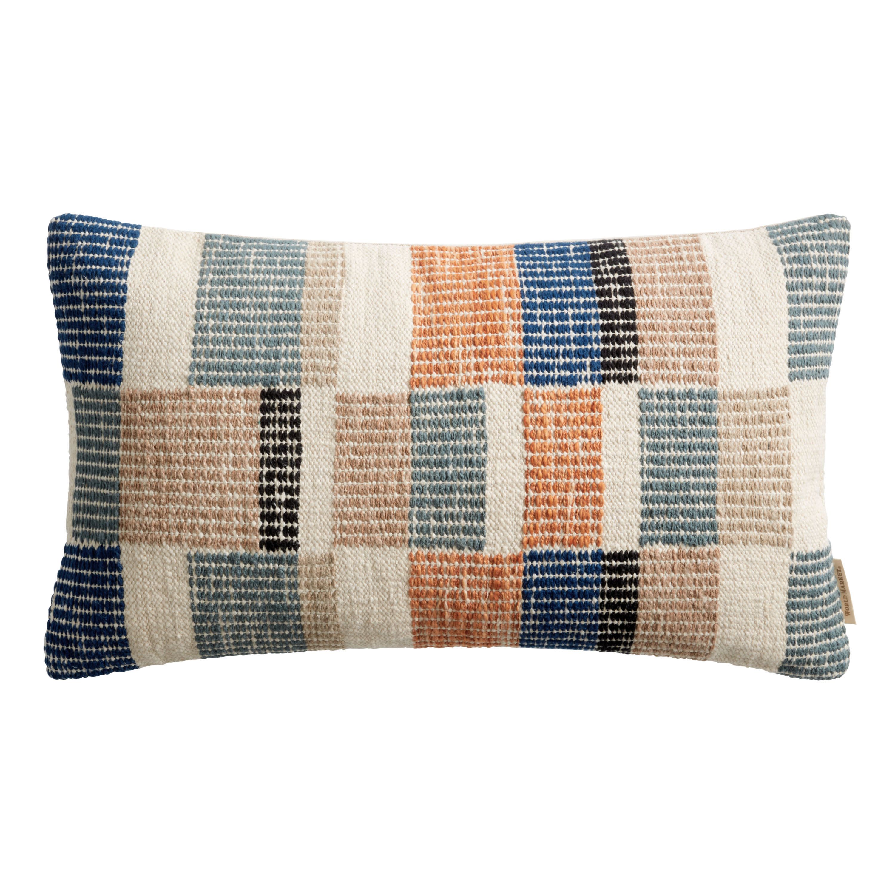 Multicolor Abstract Checkered Lumbar Pillow | World Market