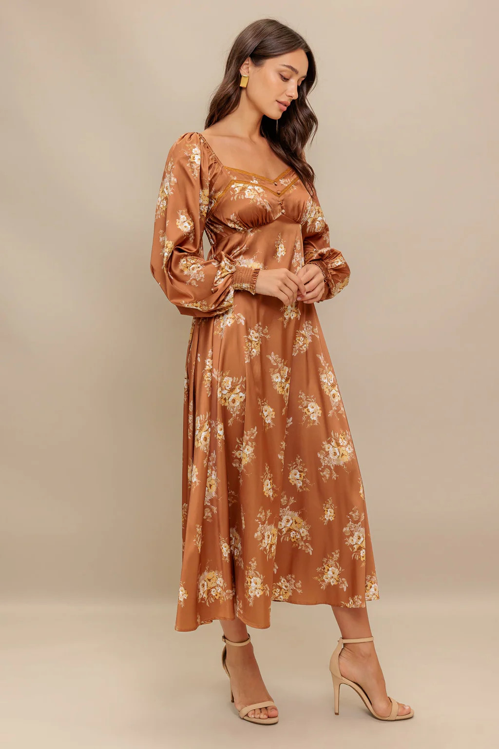 CARMELA MIDI DRESS - BRONZE | Lady Black Tie