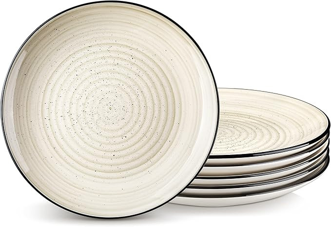 vancasso Bonbon Dinner Plates Set of 6, 10.5 Inch Dish Set, Beige Ceramic Plates, Microwave & Dis... | Amazon (US)