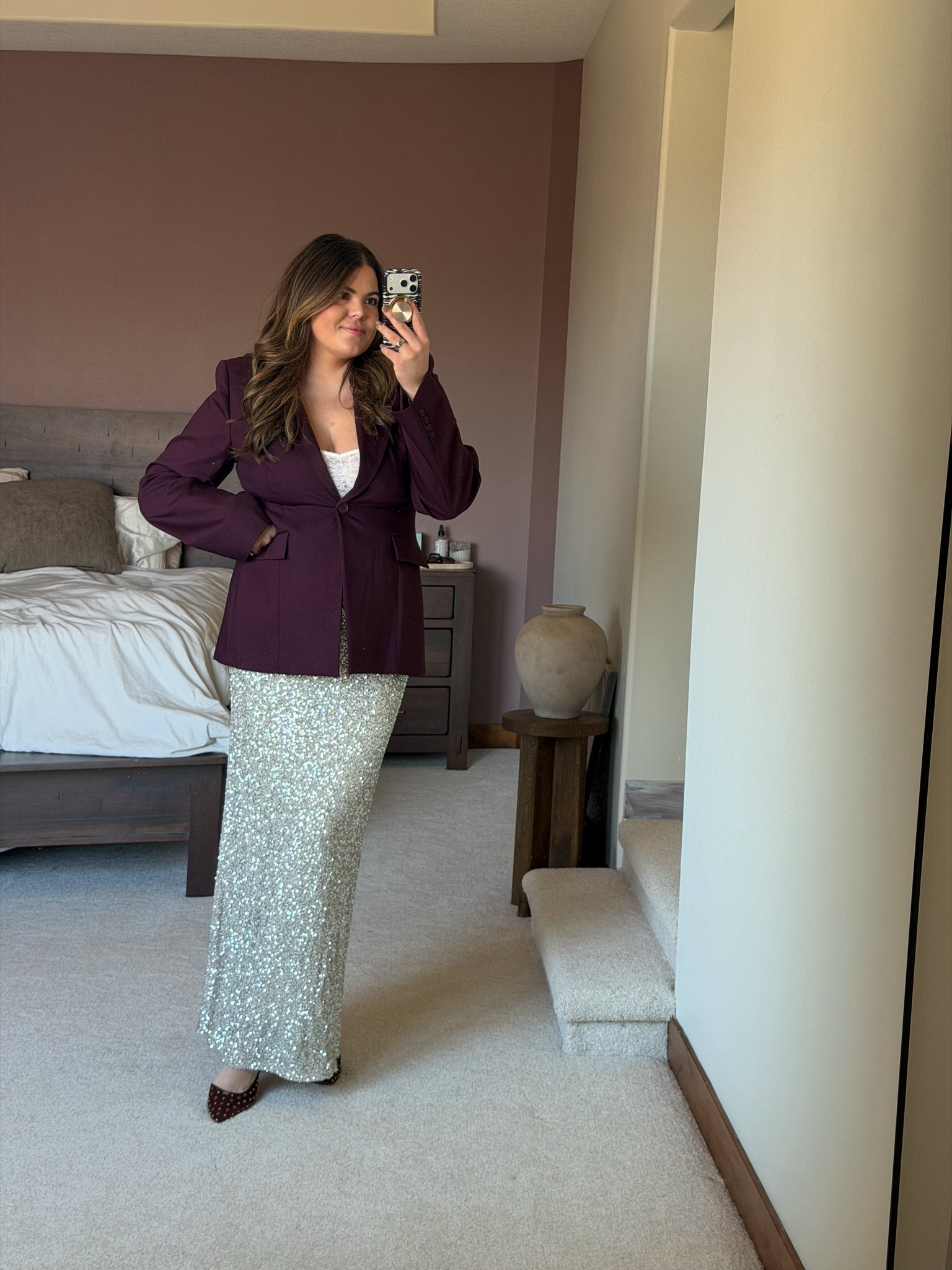 Special event, night owl or date night look. This blazer has removable shoulder pads! Wearing size XL in the maroon blazer, XL in the lace Cami and xl￼ in the maxi sequin skirt

Size 14, midsize, New York fashion week, night out

#LTKNYFW #LTKTravel #LTKMidsize