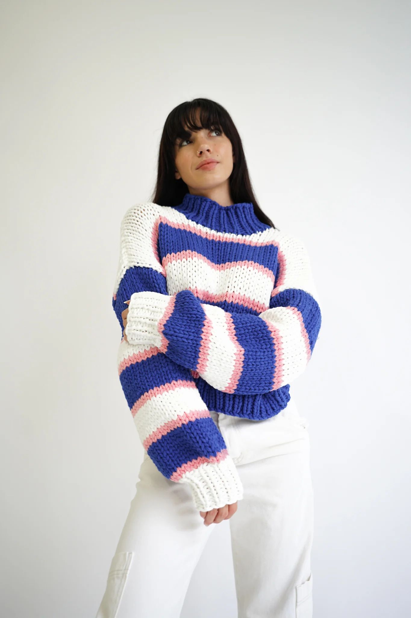 Zora Chunky Striped Sweater — Blue/Pink | YLLW The Label