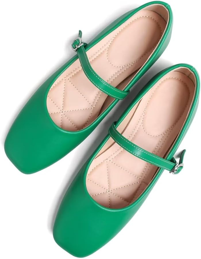 TN TANGNEST Leather Flats for Women Comfortable Square Toe Slip On Flats Soft Work Flats Retro Ma... | Amazon (US)