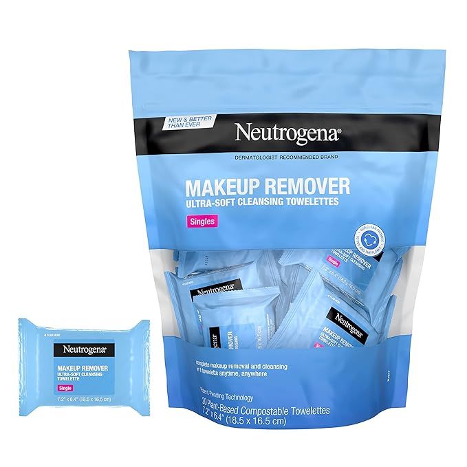 Neutrogena Makeup Remover Facial Cleansing Towelette Singles, Daily Face Wipes Remove Dirt, Oil, ... | Amazon (US)