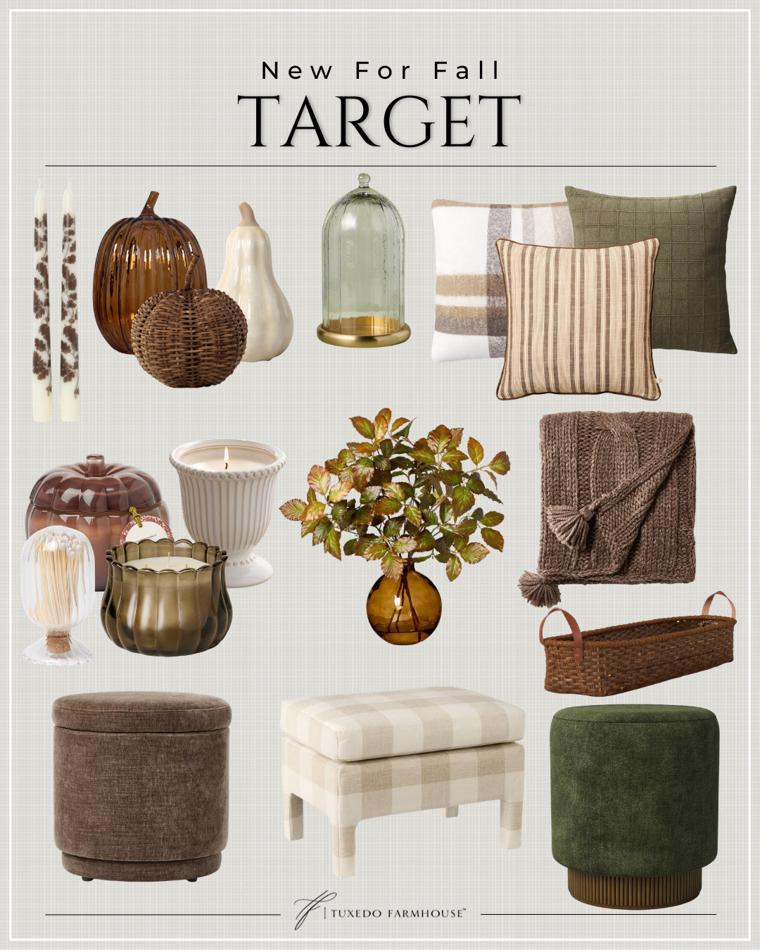So many pretty new Target finds for fall! 🍂 I’m loving the mix of warm amber glass, woven pumpkins, cozy knits, classic checks and stripes, and those gorgeous olive green accents. These are the little seasonal touches that make it easy to give your home a warm, collected fall refresh without changing everything. 🤎

#LTKHome #LTKSeasonal #LTKStyleTip #TargetFinds #TargetHome #FallDecor #FallHome #CozyHome 

 #LTKSeasonal #LTKHome #LTKSaleAlert