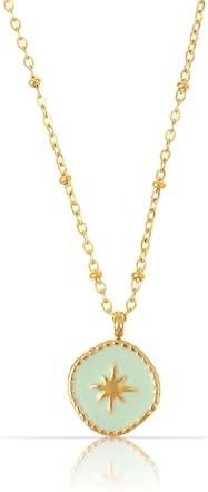 Made by Nami Gold Plated Starburst Necklace in Turquoise Coin Sterling Silver North Star Necklace... | Amazon (US)