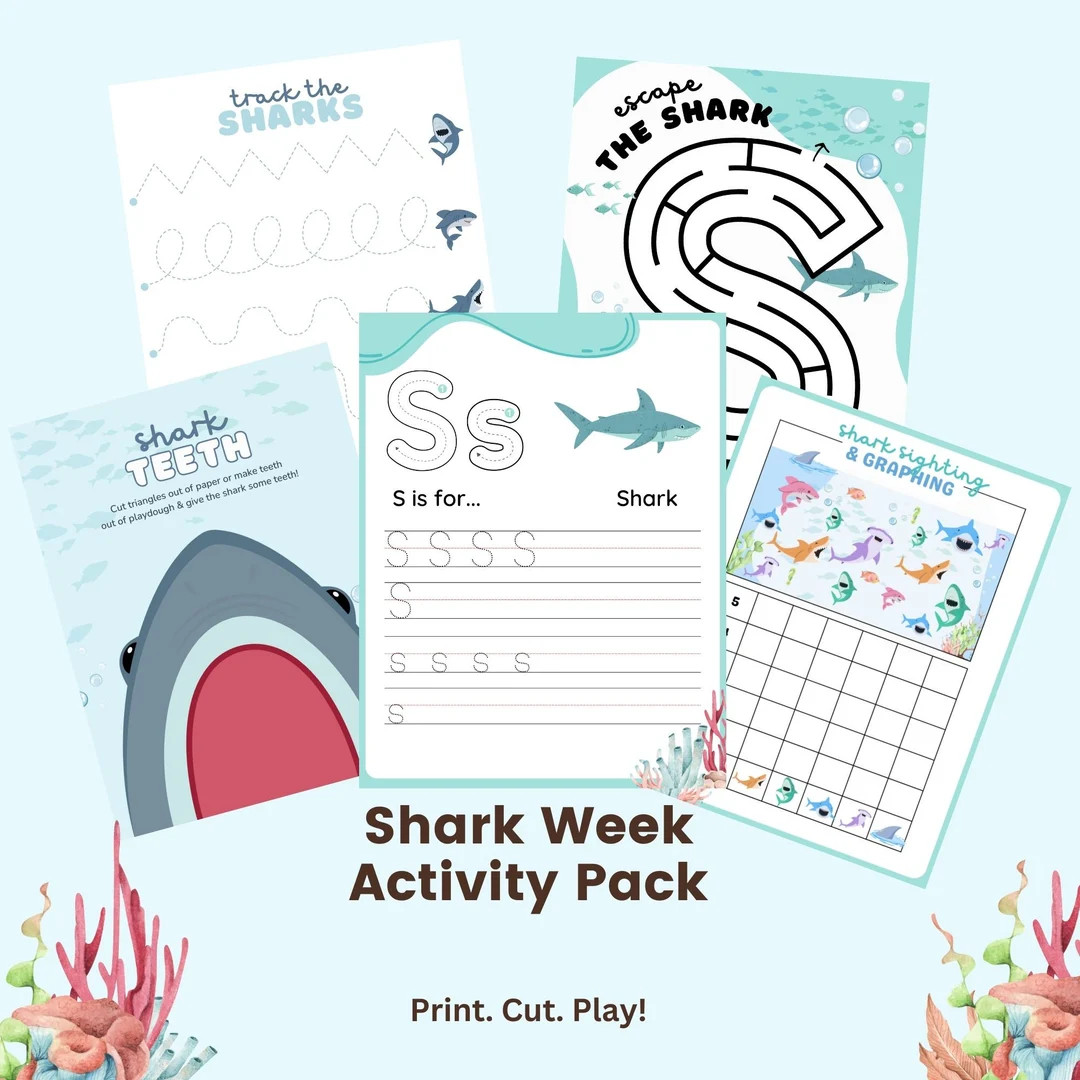 Shark Week Activity Pack, Shark Learning Pack, Preschool Activities for Summer, Shark Printable -... | Etsy (US)