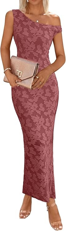 Lazysmile Women's Summer Floral Boho Maxi Dresses Off Shoulder Bodycon Elegant Party Wedding Gues... | Amazon (US)