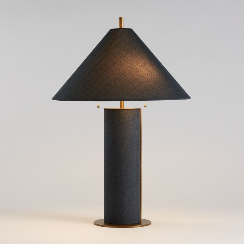 Remi Blue Linen Table Lamp Bedroom Lighting + Reviews | Crate & Barrel | Crate & Barrel