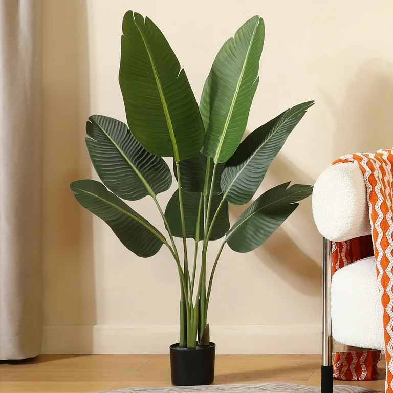 4 Feet Artificial Bird of Paradise Plant Fake Tropical Palm Tree for Indoor Outdoor, Perfect Faux... | Walmart (US)