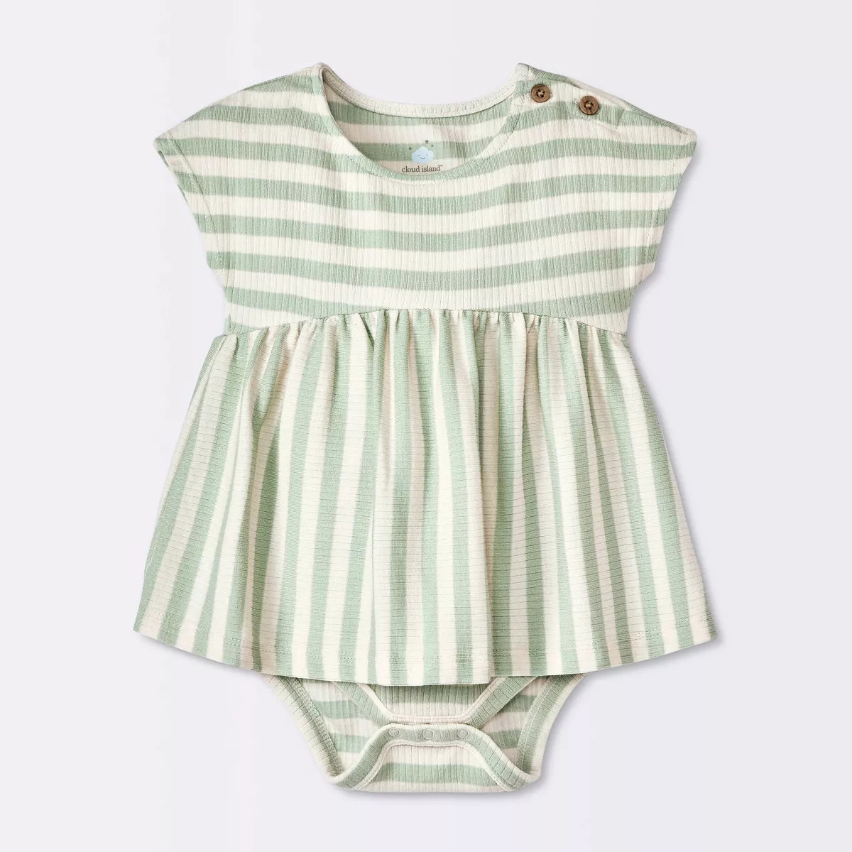 Baby Girls' Striped Modal Ribbed Romper - Cloud Island™ Green | Target