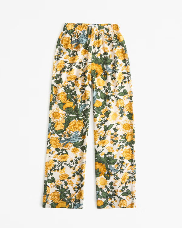Linen-Blend Pull-On Wide Leg Pant | Abercrombie & Fitch (US)