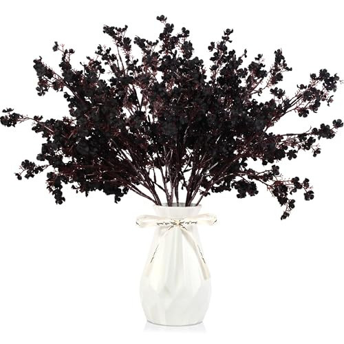 LYDTICK 12 Pcs Halloween Flowers Artificial for Decoration, Babys Breath Artificial Flowers Black Fake Flowers Gypsophila Bouquet for Home Centerpiece Table Décor | Amazon (US)