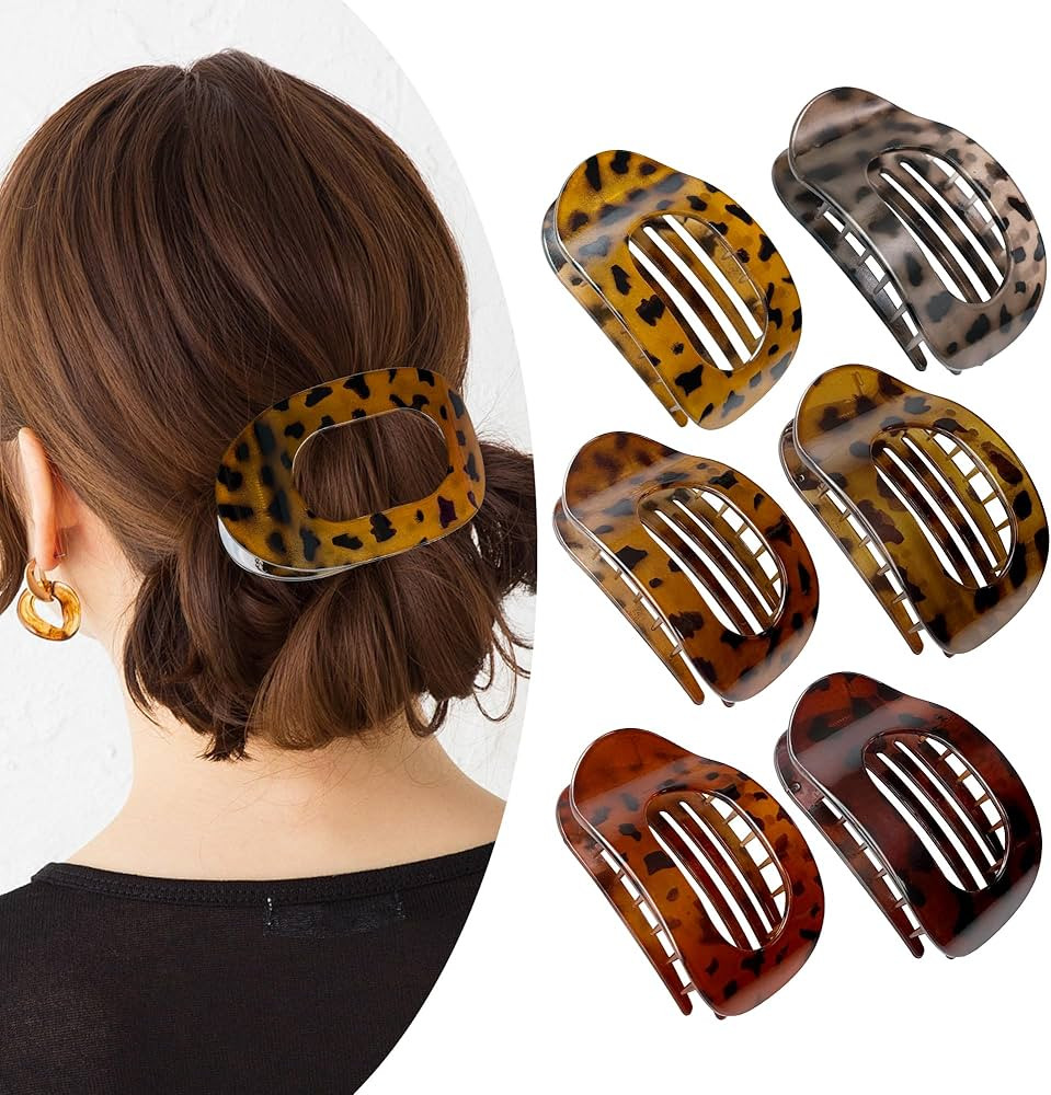 Flat Hair Clips for Women,6 Pack Ergonomic Curved Hair Claw Clips for Thick Thin Curly Hair,Stron... | Amazon (US)