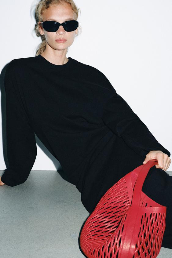 OPENWORK LEATHER SHOULDER BAG | Zara UK