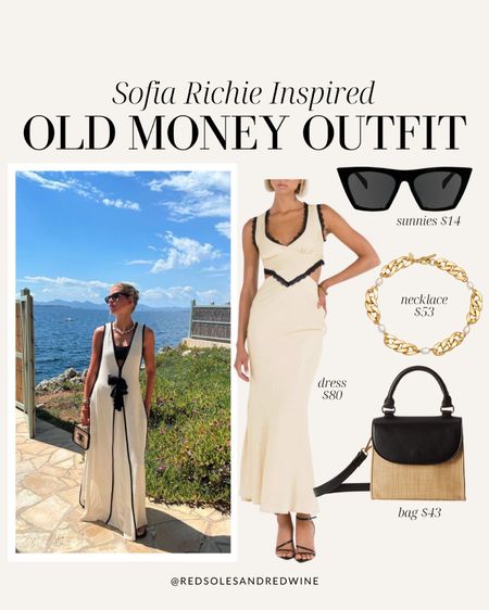 Sofia Richie inspired outfit, old money trend, summer outfit, black and white outfit, slip dress

#LTKitbag #LTKstyletip
