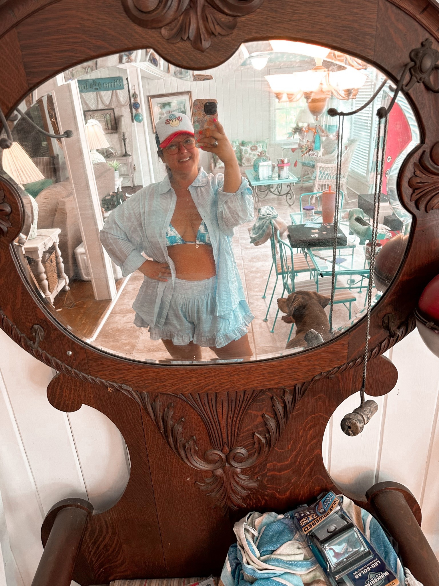 Wearing a L in both shorts and shirt! Could have sized down in the shirt if I wanted to. Both pieces on sale from Aerie! 

Hat is from Dollar General. 🤠 

#LTKSummerEdit #LTKMidsize #LTKSaleAlert