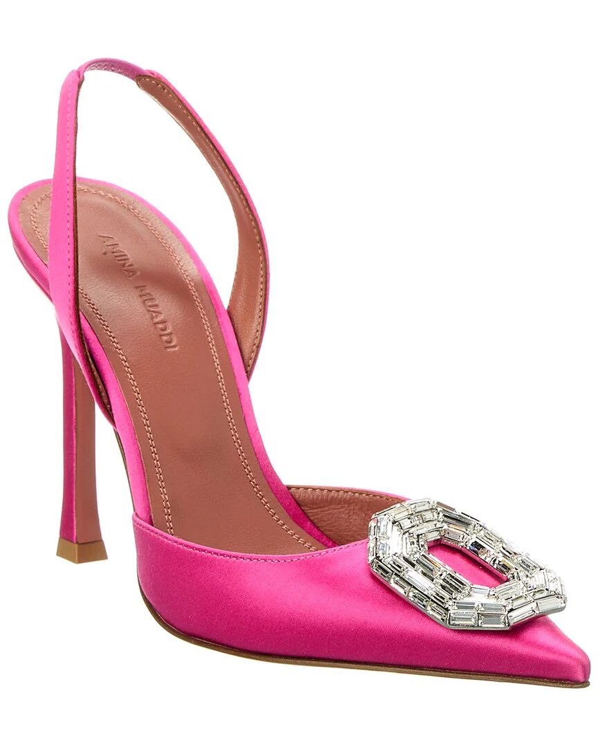 AMINA MUADDI Camelia 105 Satin Slingback Pump | Shop Simon