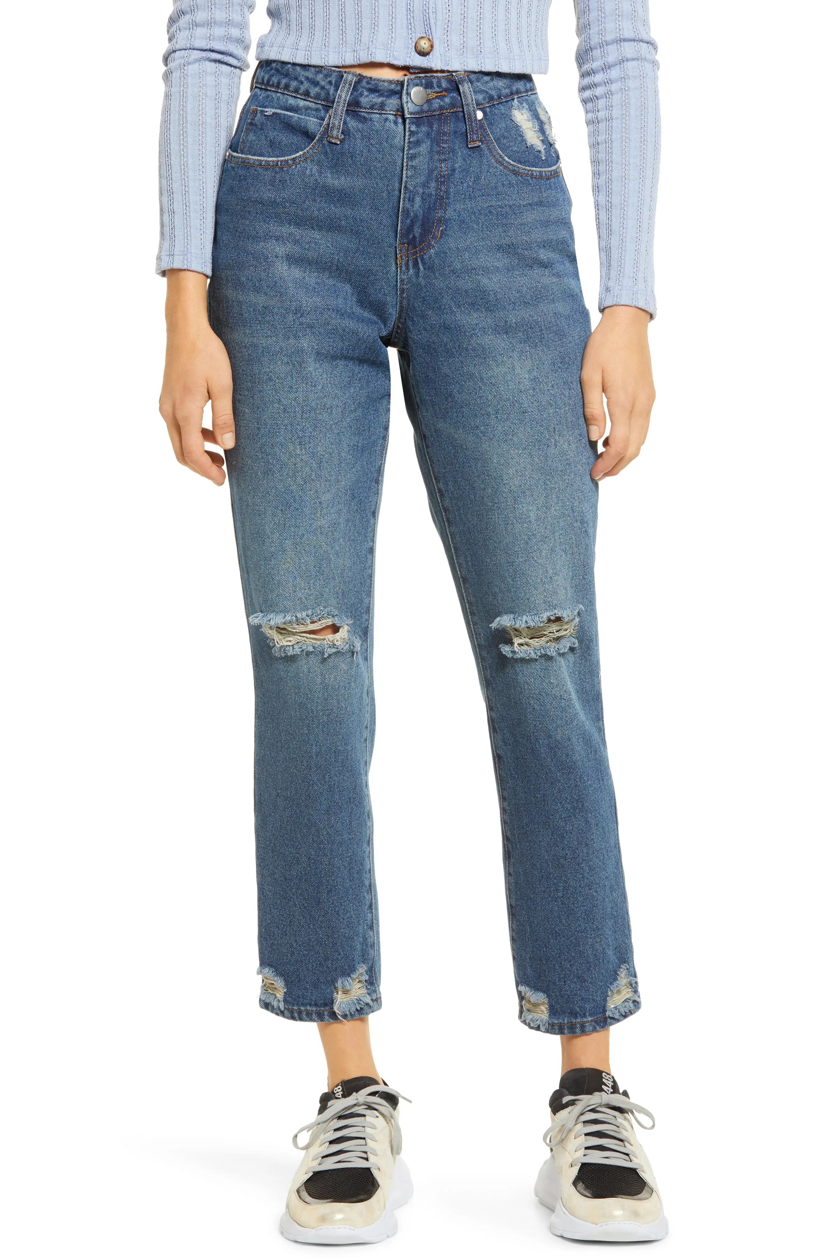 Women's Ptcl Deconstructed Rigid Mom Jeans, Size 30 - Blue | Nordstrom