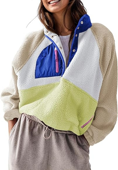 AMEBELLE Women’s Lightweight Fleece Pullover Jacket Cropped Fall Winter Fuzzy Sherpa Jacket Swe... | Amazon (US)