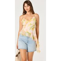 ASTR the Label | Mejra Floral Ruffle Asymmetric Cami in Blush multi floral | Size XS | ASTR The Label (US)