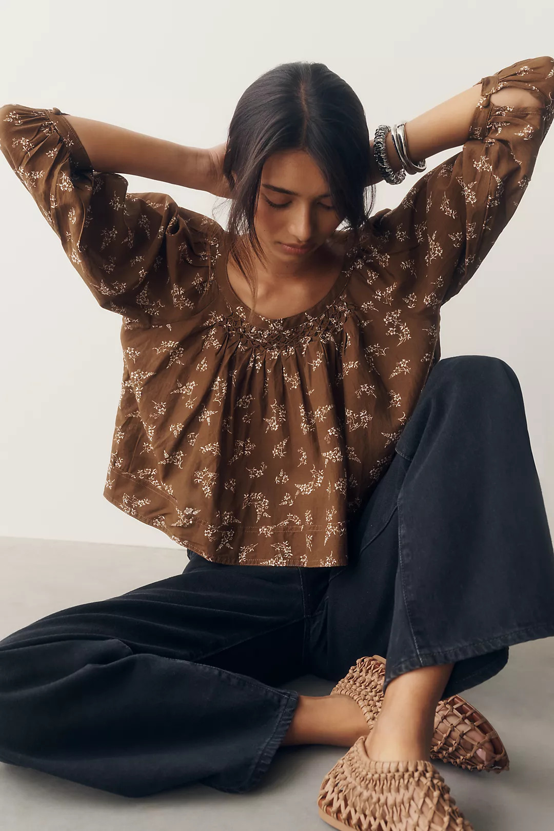 Pilcro Smocked Babydoll Top | Anthropologie (US)