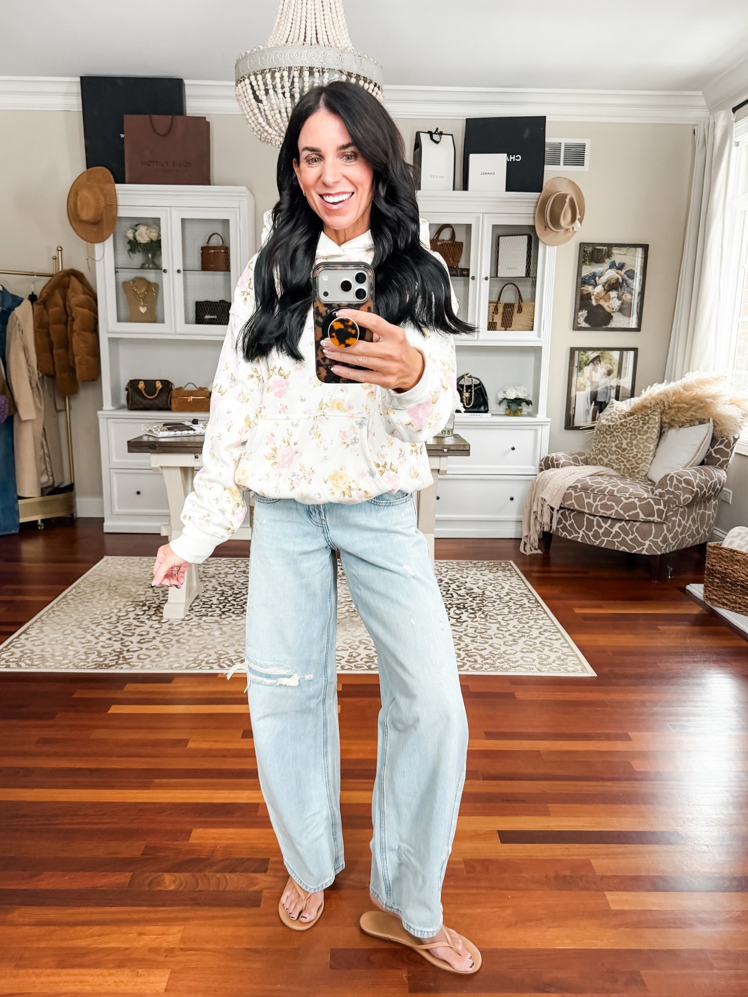 Love this floral hoodie for spring 
Wearing a medium

#LTKSeasonal #LTKootd