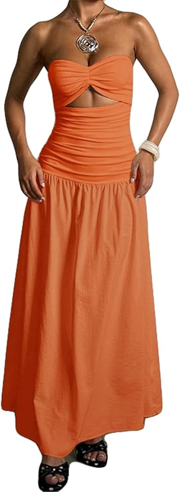 Qikaka Women's Off Shoulder Ruched Ruffles Solid Bodycon Sexy Nightclub Party Dress | Amazon (US)