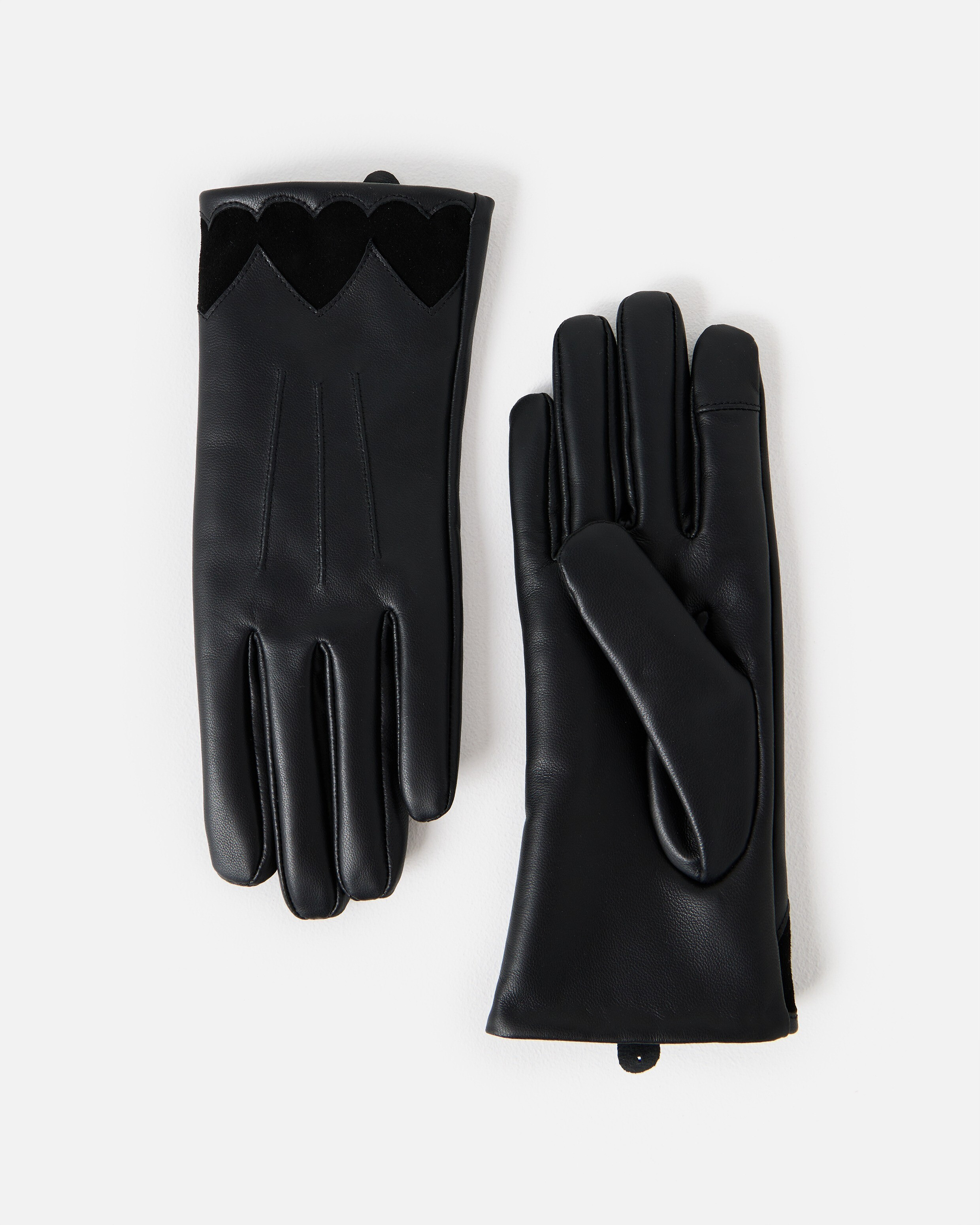 Black Heart Leather Gloves, size S/M | Oliver Bonas (Global)