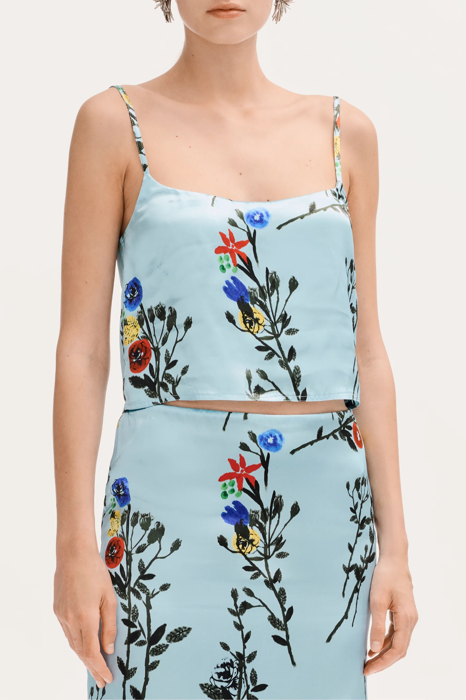 Top - Printed silk satin, blue, green, yellow & red — Fashion | CHANEL | Chanel, Inc. (US)