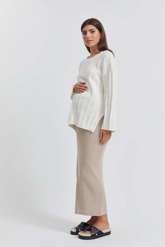 Catalina Knit Skirt (Oat) | Legoe Heritage Maternity