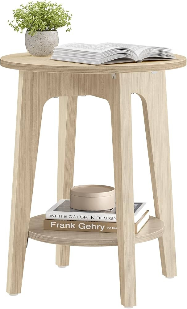 VASAGLE Side Table, Small Round End Table with Lower Shelf, Nightstand for Small Spaces, Living R... | Amazon (US)