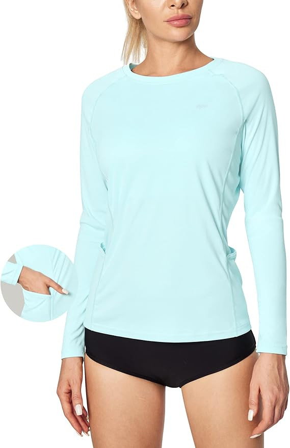 IUGA Rash Guard for Women UPF 50+ SPF UV Protection Long Sleeve Workout Tops with Pockets Dry Fit... | Amazon (US)